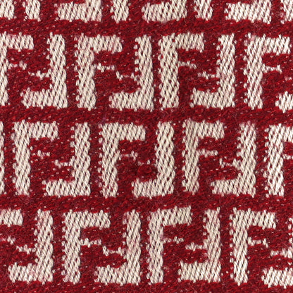 Fendi Wool FF Fringe Scarf Red White 4 of 5