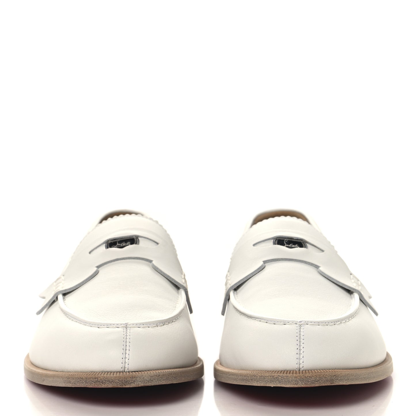 Calfskin Mens Penny Flat Loafers 43 White