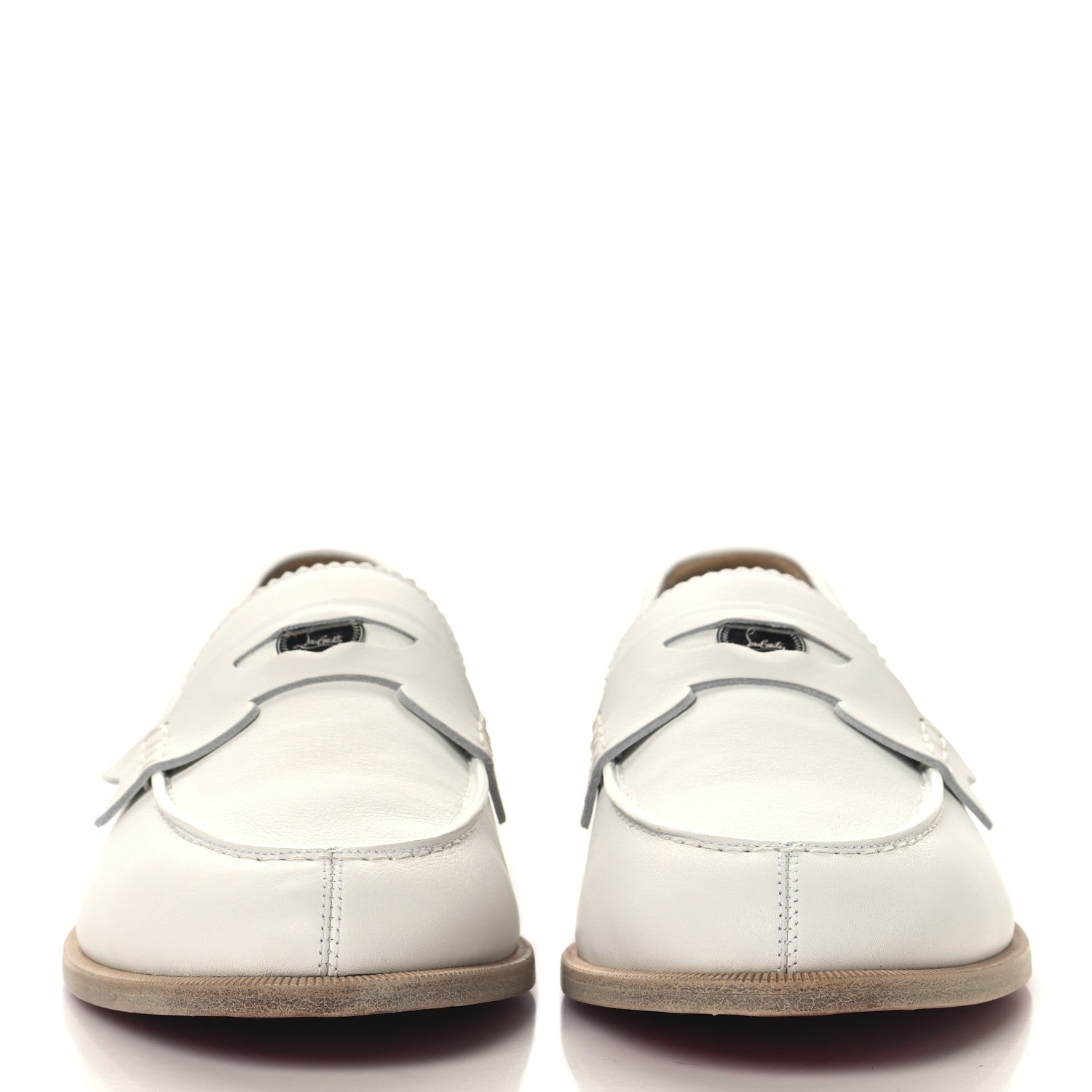 Christian Louboutin Calfskin Mens Penny Flat Loafers 43 White 3 of 9