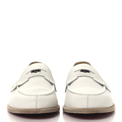 Christian Louboutin Calfskin Mens Penny Flat Loafers 43 White 3 of 9