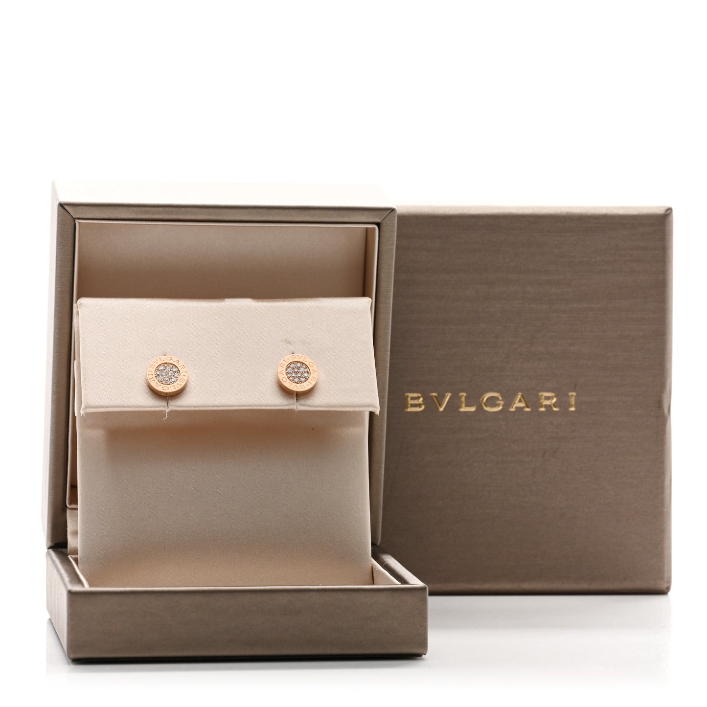 18K Rose Gold Diamond BVLGARI BVLGARI Stud Earrings