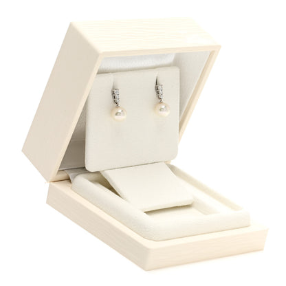 Mikimoto 18K White Gold Diamond Akoya Pearl 8mm Morning Dew Earrings 7 of 7