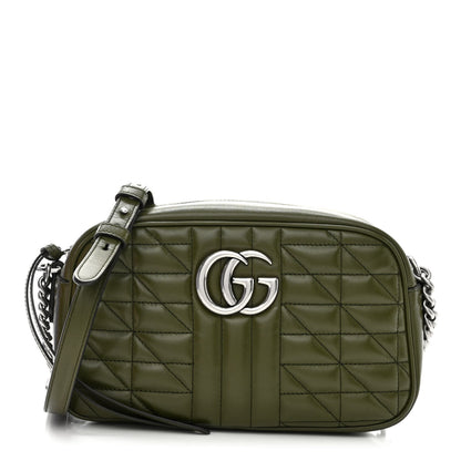Gucci Calfskin Matelasse Aria Small GG Marmont Chain Shoulder Bag Military Wood 1 of 10