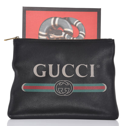 Gucci Pebbled Calfskin Medium Logo Portfolio Clutch Black 8 of 8