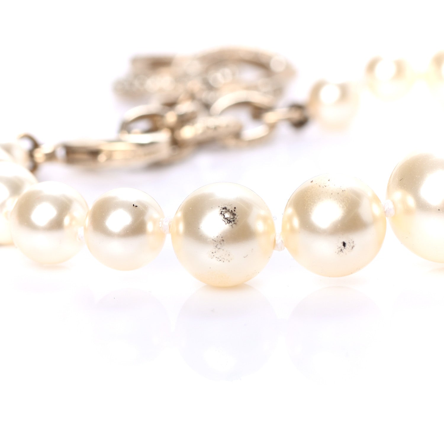Chanel Graduated Pearl Crystal CC Bracelet Gold 5 of 5