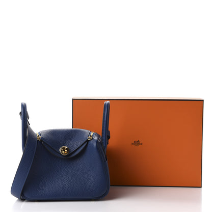 Hermes Taurillon Clemence Mini Lindy 20 Deep Bleu 11 of 11