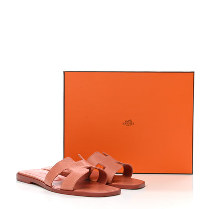 Hermes Goatskin Oran Sandals 37.5 Rouge Blush 10 of 10