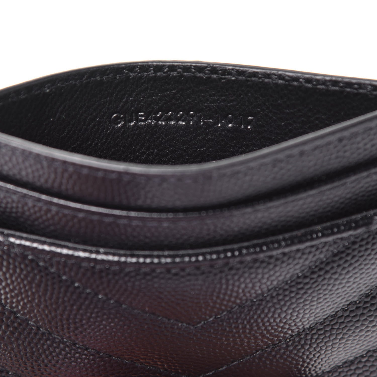 Saint Laurent Grain De Poudre Matelasse Chevron Monogram Credit Card Case Black 7 of 7