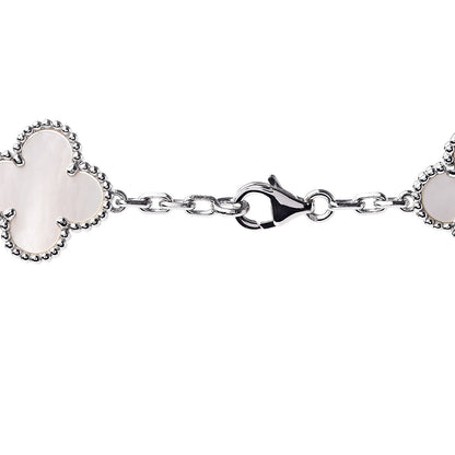 Van Cleef & Arpels 18K White Gold Mother of Pearl 10 Motifs Vintage Alhambra Necklace 4 of 6