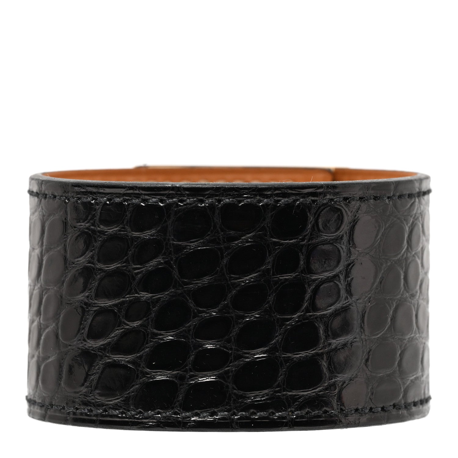 Hermes Shiny Alligator Kelly Dog Bracelet S Black 3 of 6