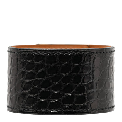 Hermes Shiny Alligator Kelly Dog Bracelet S Black 3 of 6