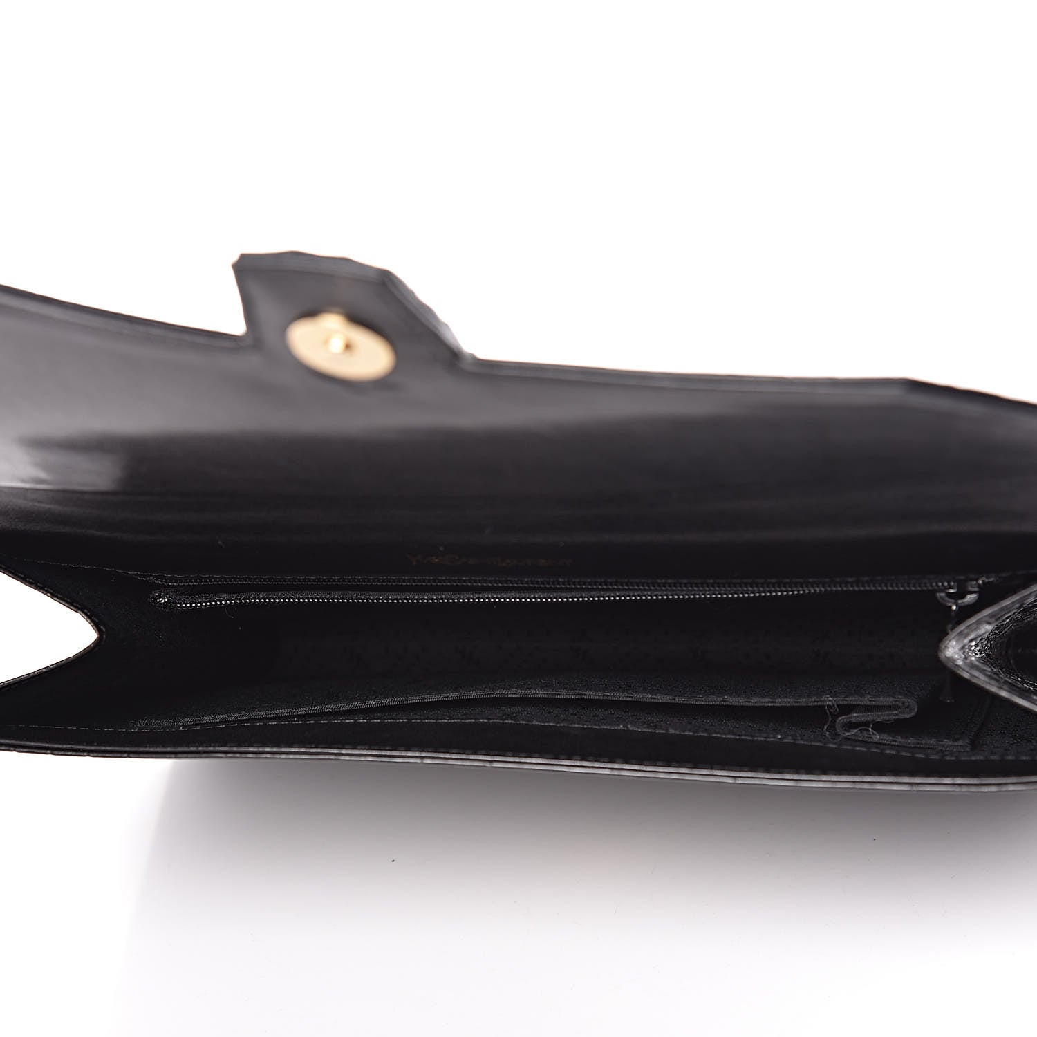 Saint Laurent Calfskin Crocodile Embossed Clutch Black 5 of 9