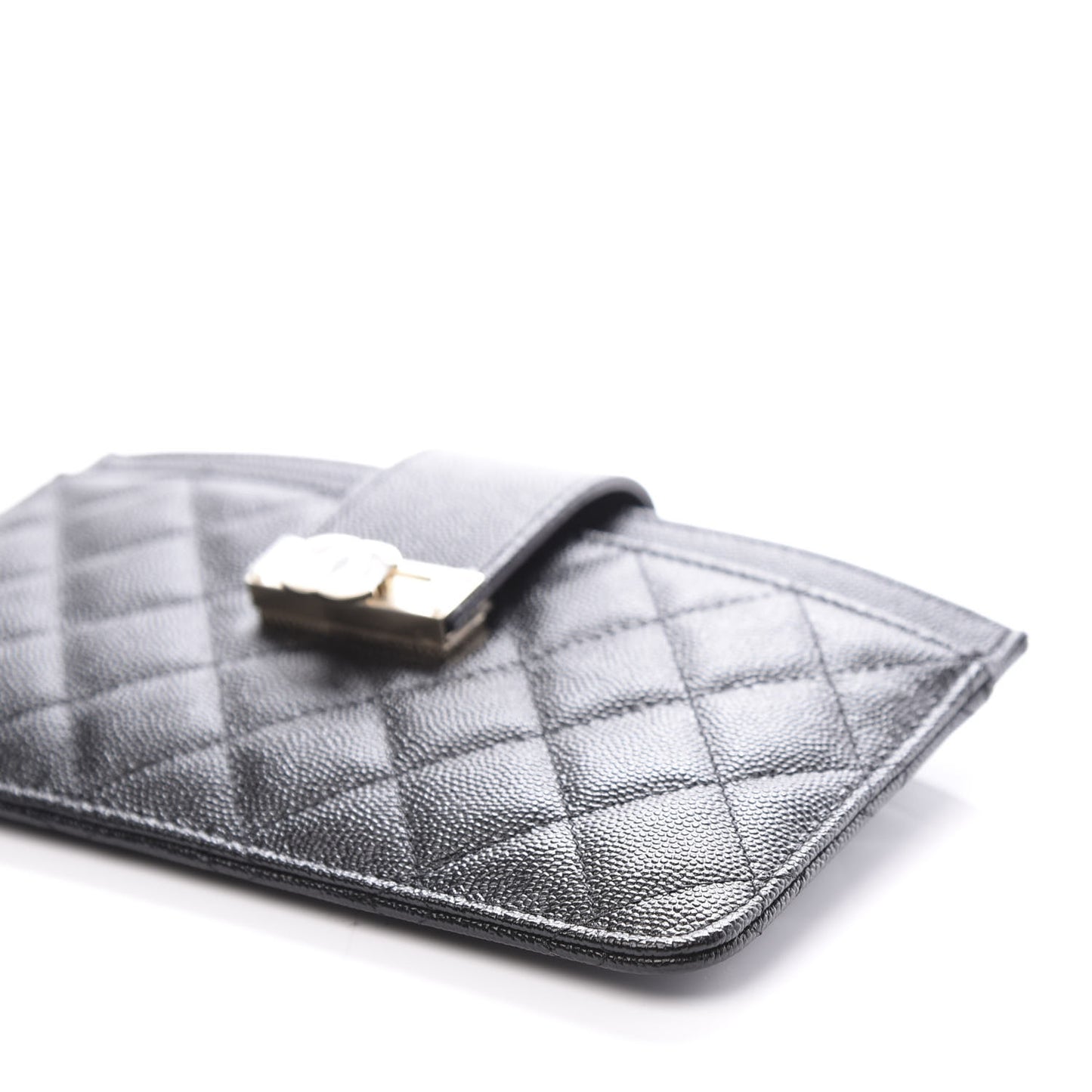 Caviar Quilted CC Strap Pouch Black