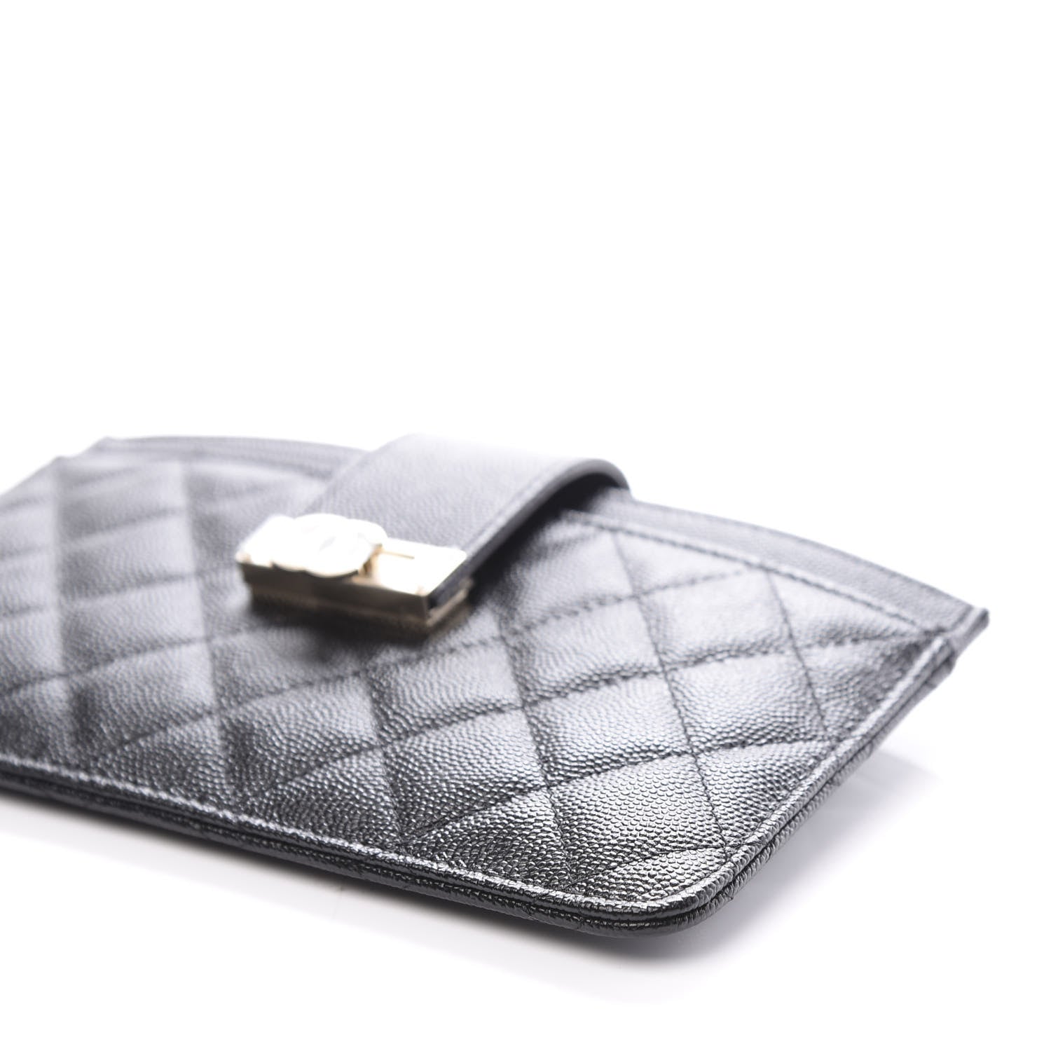 Chanel Caviar Quilted CC Strap Pouch Black 9 of 10