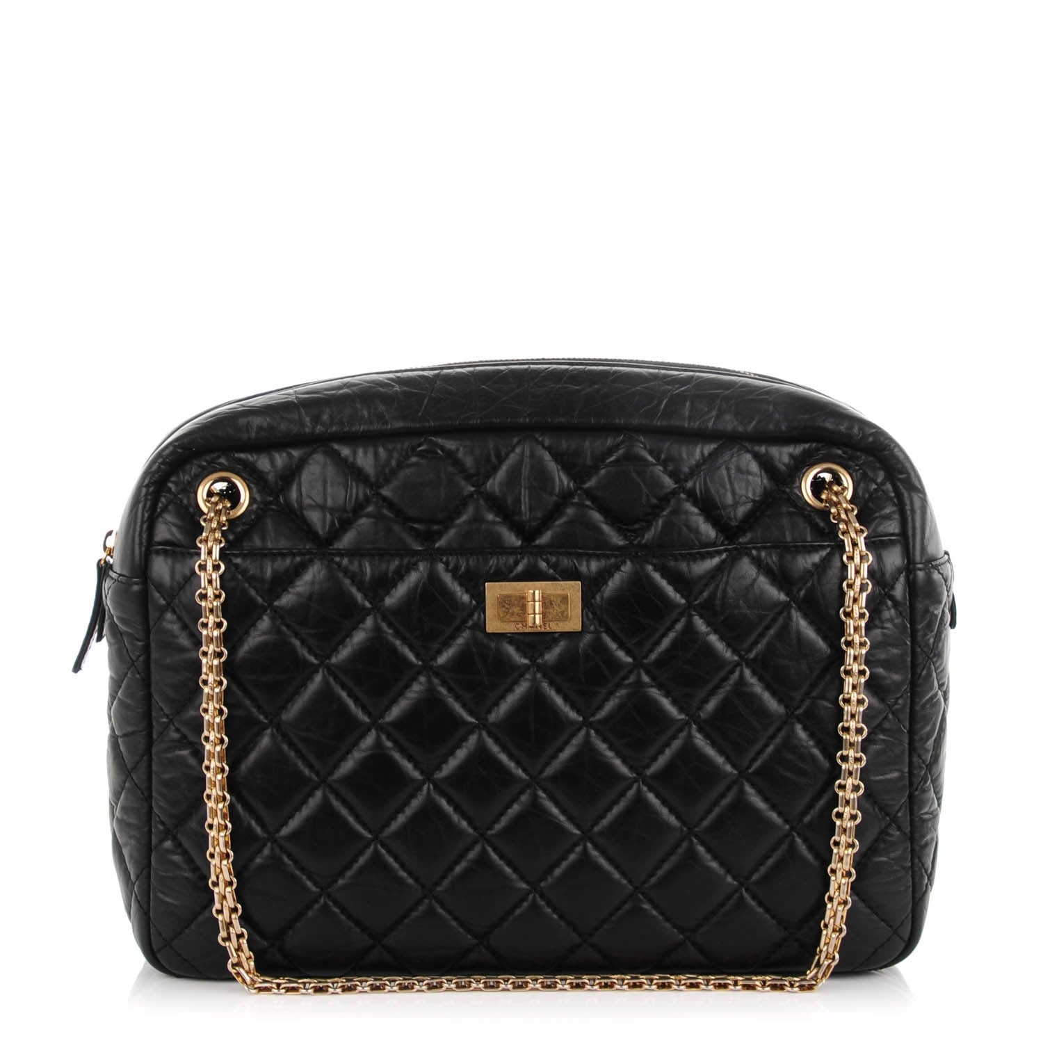 Chanel Aged Calfskin Quilted Large Reissue Camera Case Black 1 of 7