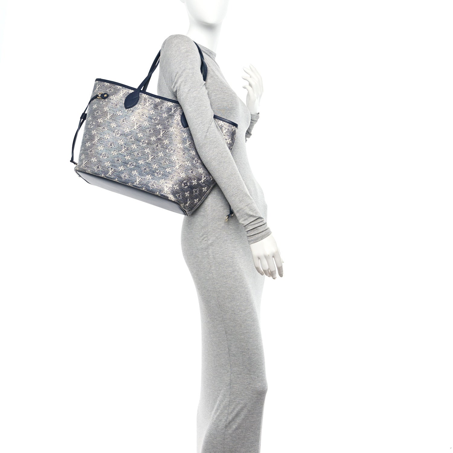 Louis Vuitton Monoglam Neverfull MM Blue 2 of 12