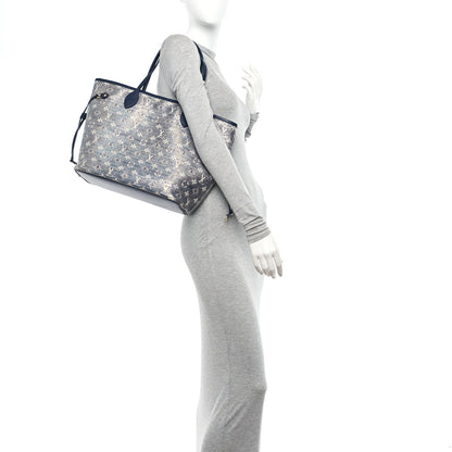 Louis Vuitton Monoglam Neverfull MM Blue 2 of 12