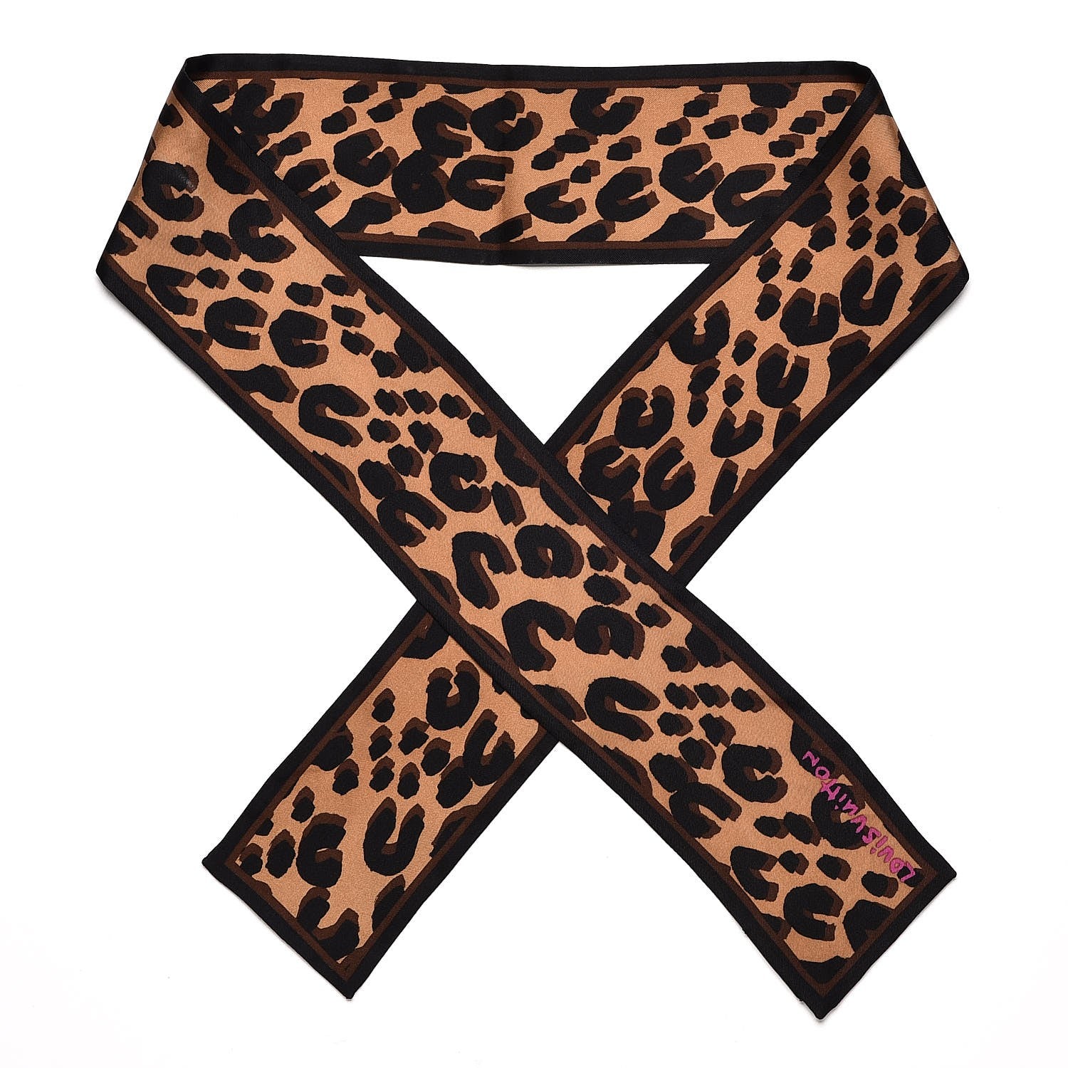 Louis Vuitton Silk Leopard Bandeau Scarf Marron 1 of 8