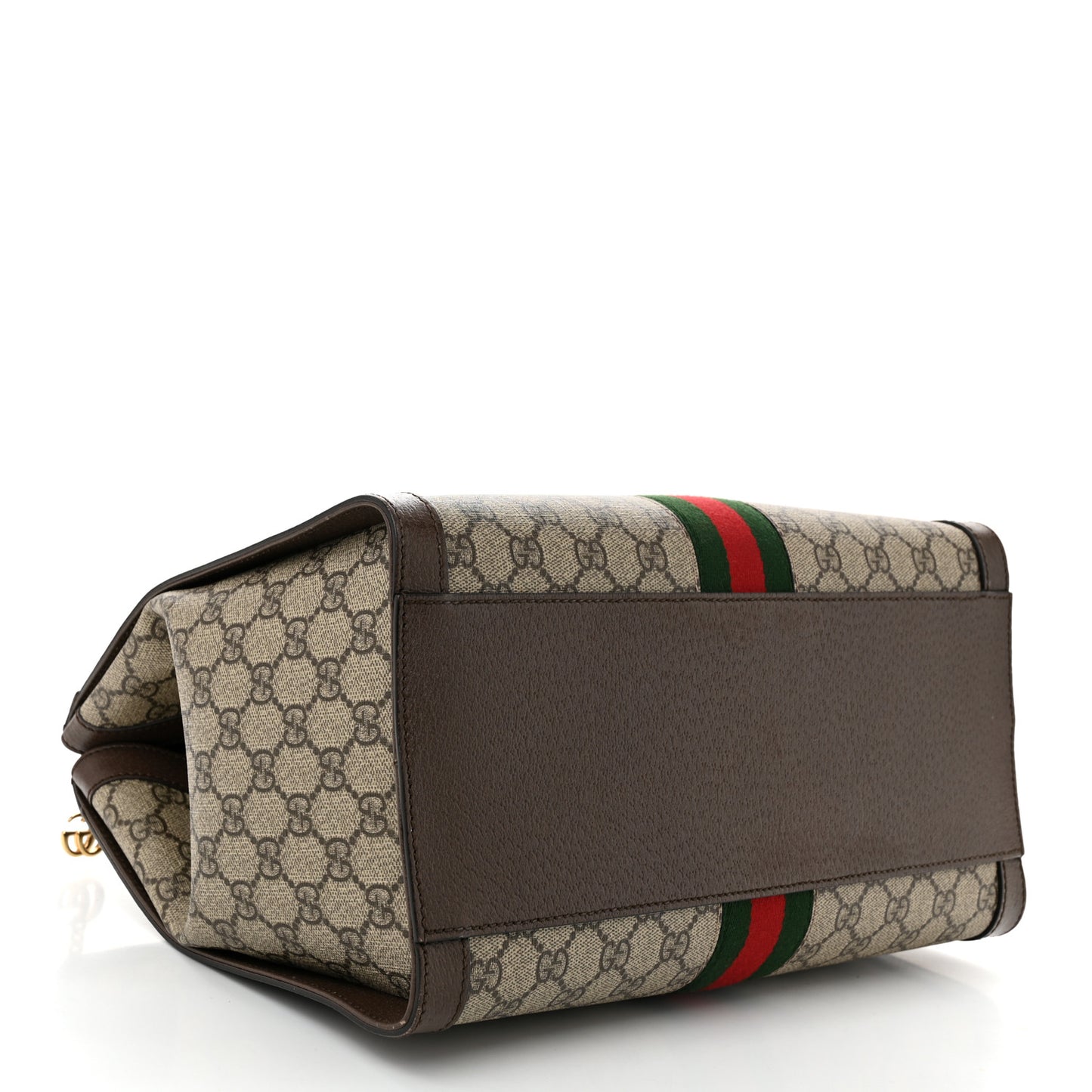 GG Supreme Monogram Web Medium Ophidia Tote Bag Brown