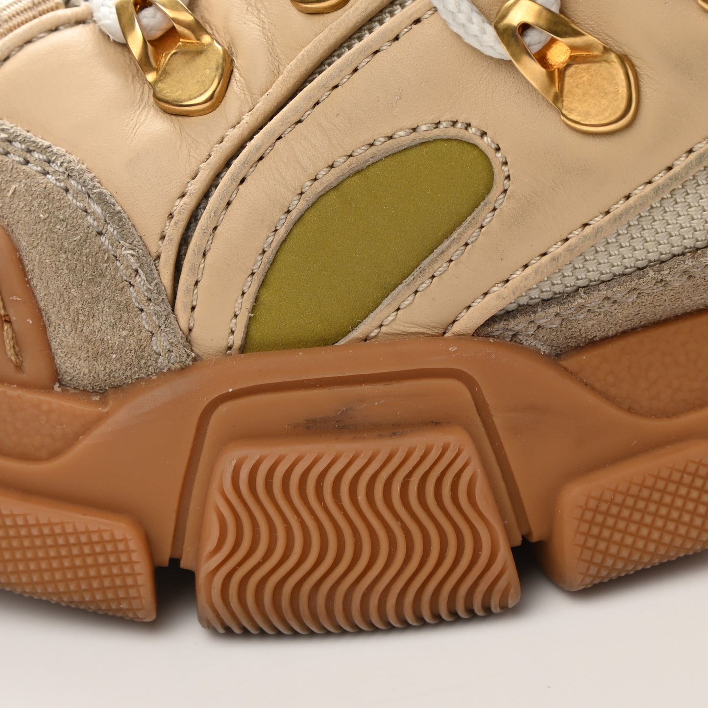 X SEGA Mesh Canvas Calfskin Womens Flashtrek Sneakers 36 Mystic White Oatmeal Sand Storm