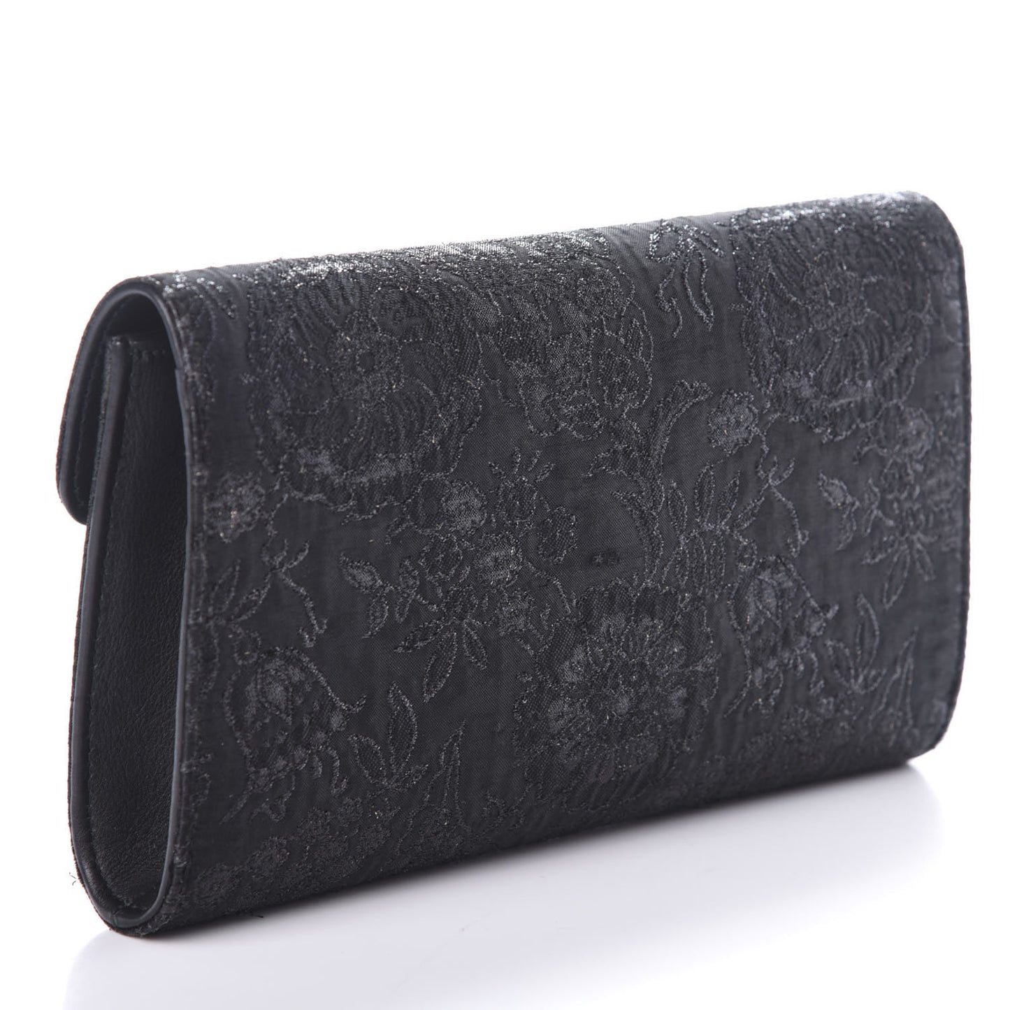 Lurex Brocade Animalier Broadway Clutch Black