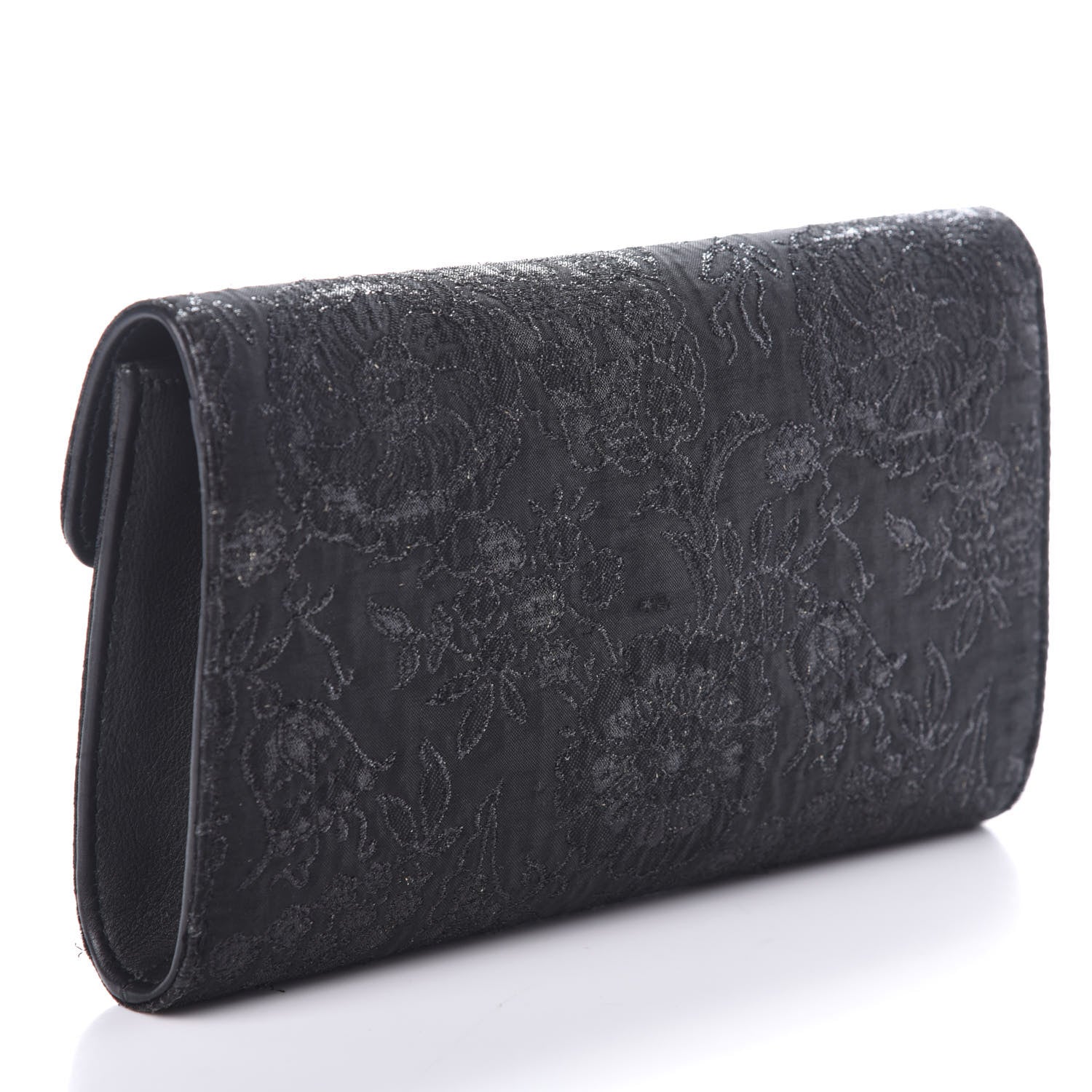 Gucci Lurex Brocade Animalier Broadway Clutch Black 2 of 8