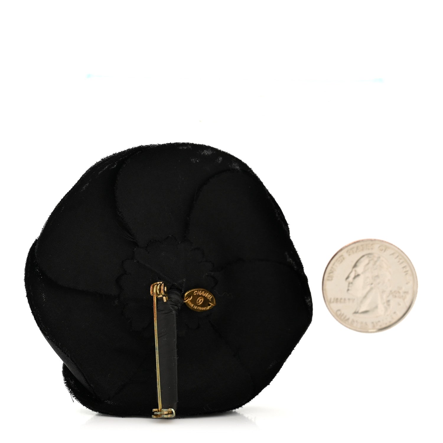 Chanel Fabric Camellia Brooch Black 2 of 5