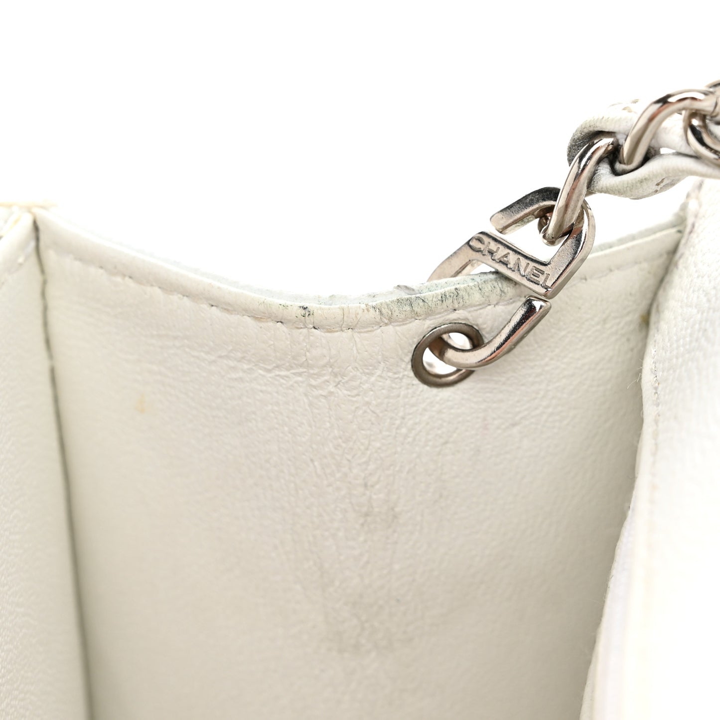 Caviar Quilted Mini Square Flap White