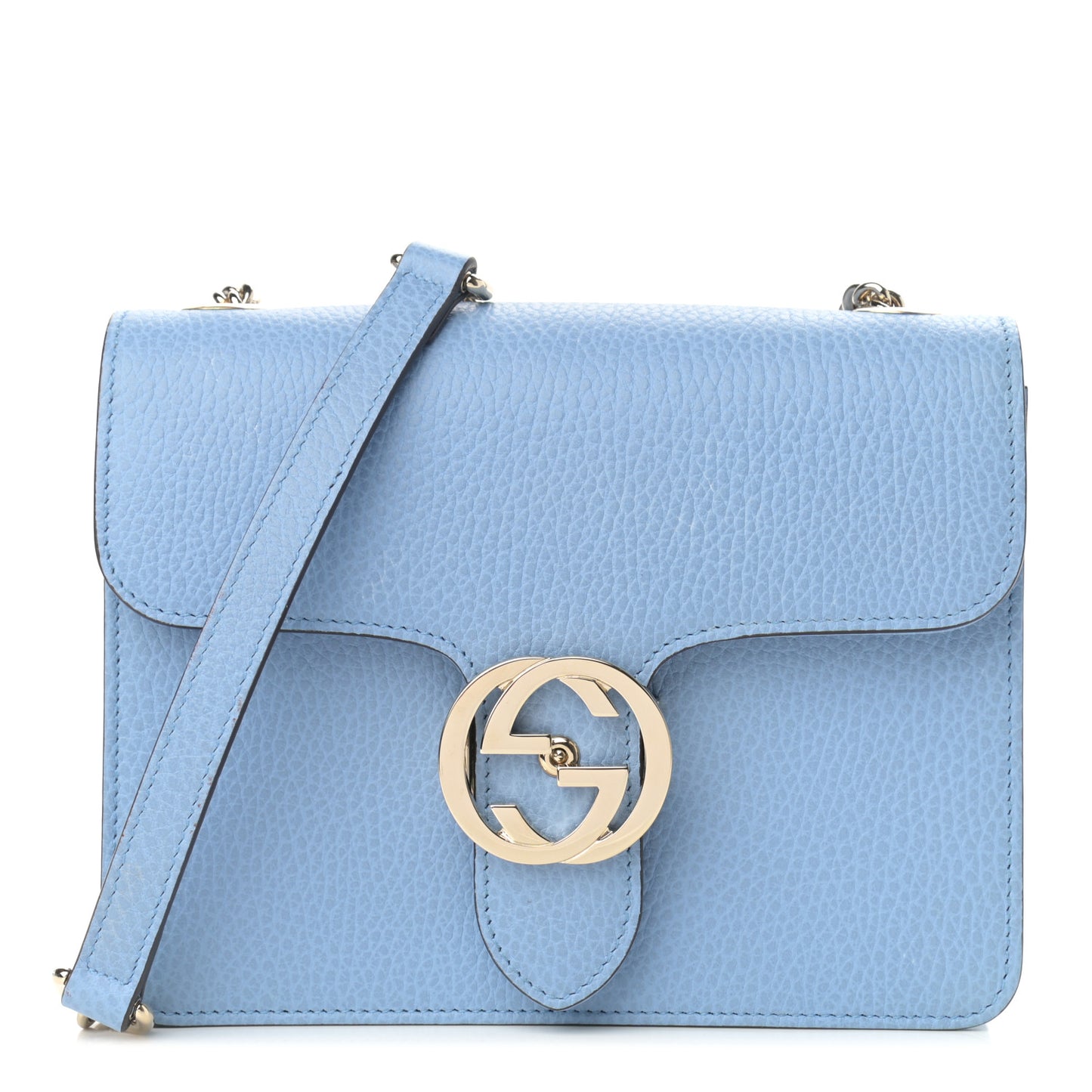 Dollar Calfskin Small Interlocking G Shoulder Bag Mineral Blue