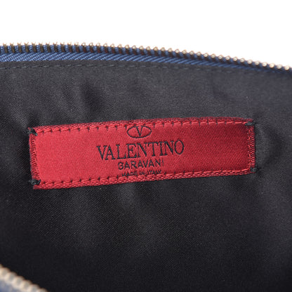 Valentino Garavani Vitello Large Rockstud Zip Pouch Indigo 6 of 9