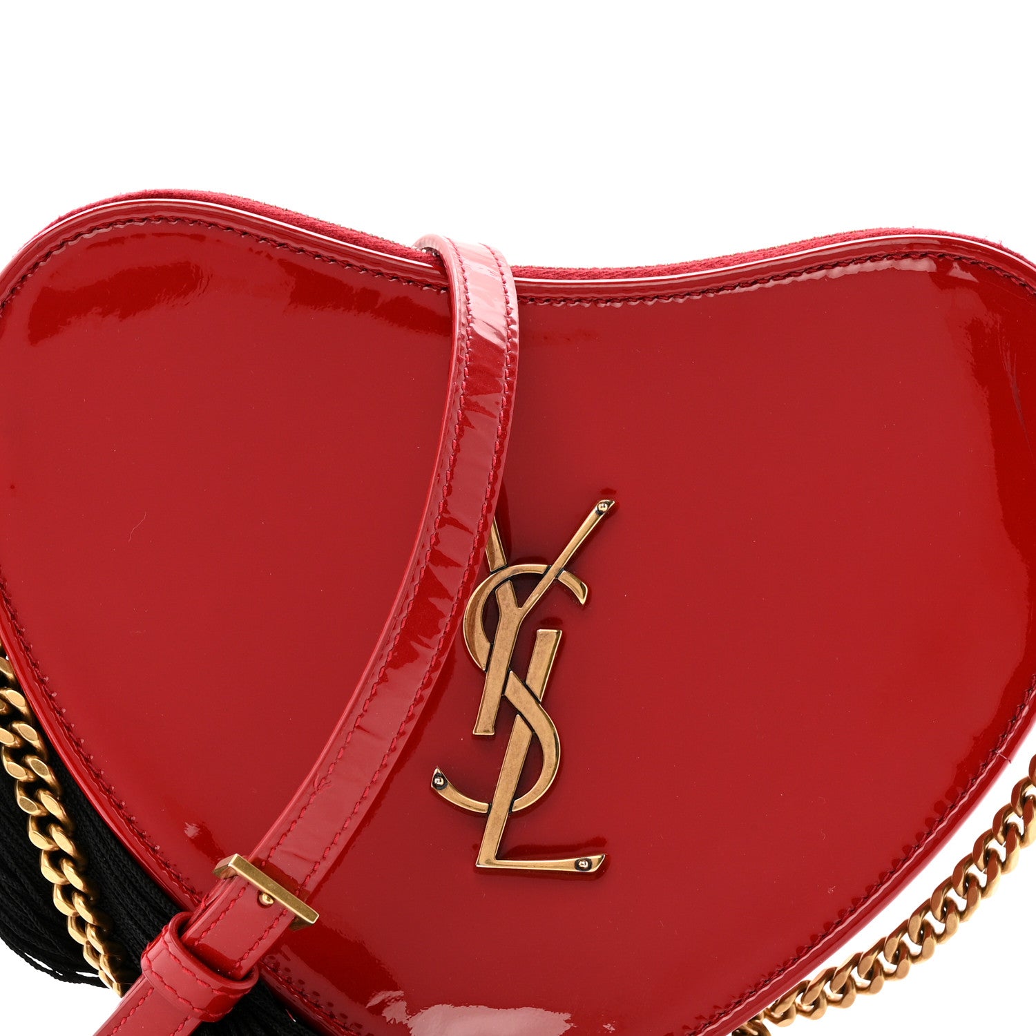 Saint Laurent Patent Heart Monogram Crossbody Red 8 of 12