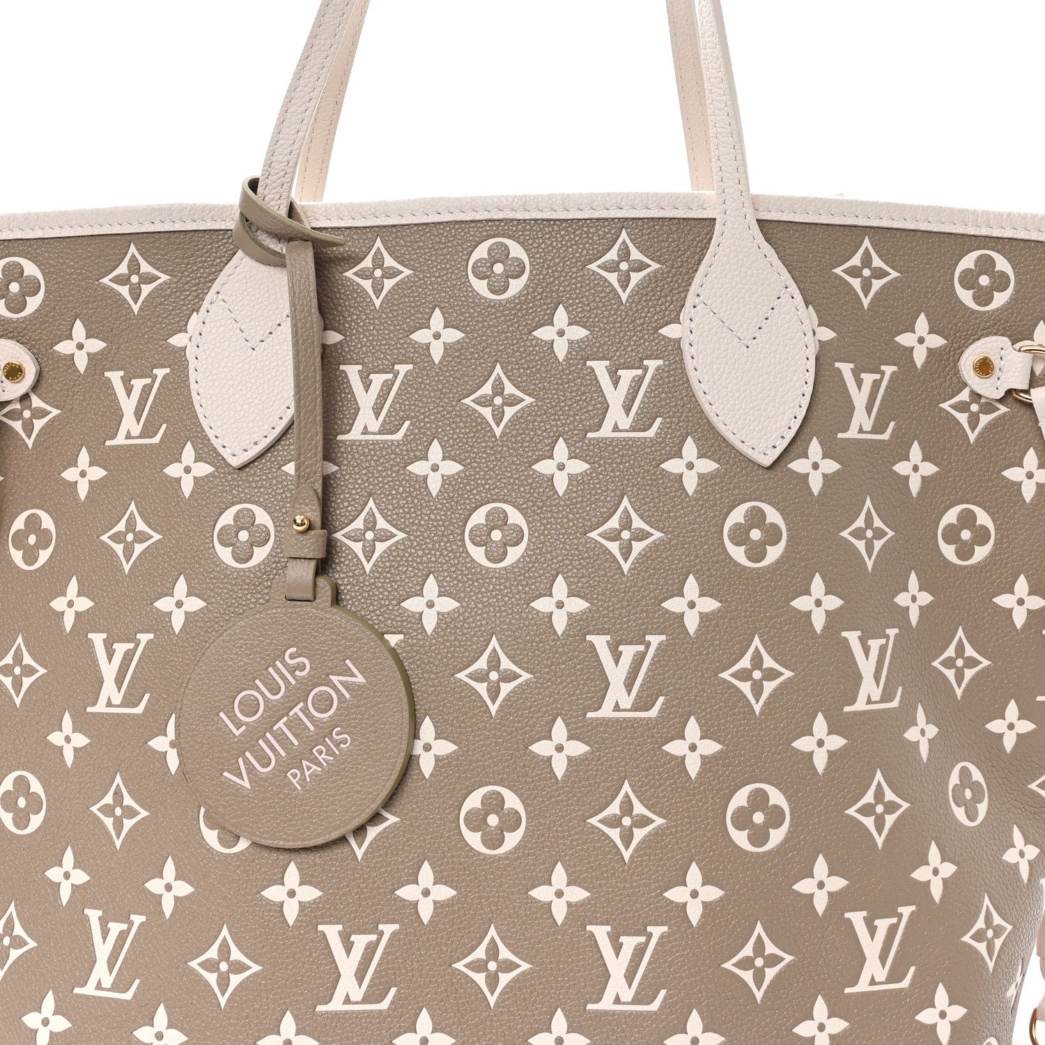 Louis Vuitton Empreinte Monogram Spring In The City Neverfull MM Kaki Beige Cream 8 of 10