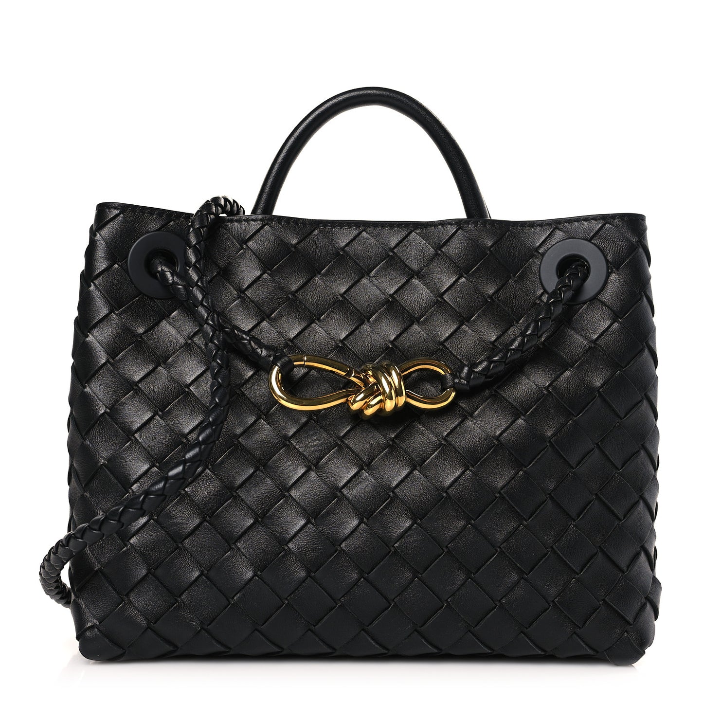 Nappa Intrecciato Small Andiamo Shoulder Bag Black