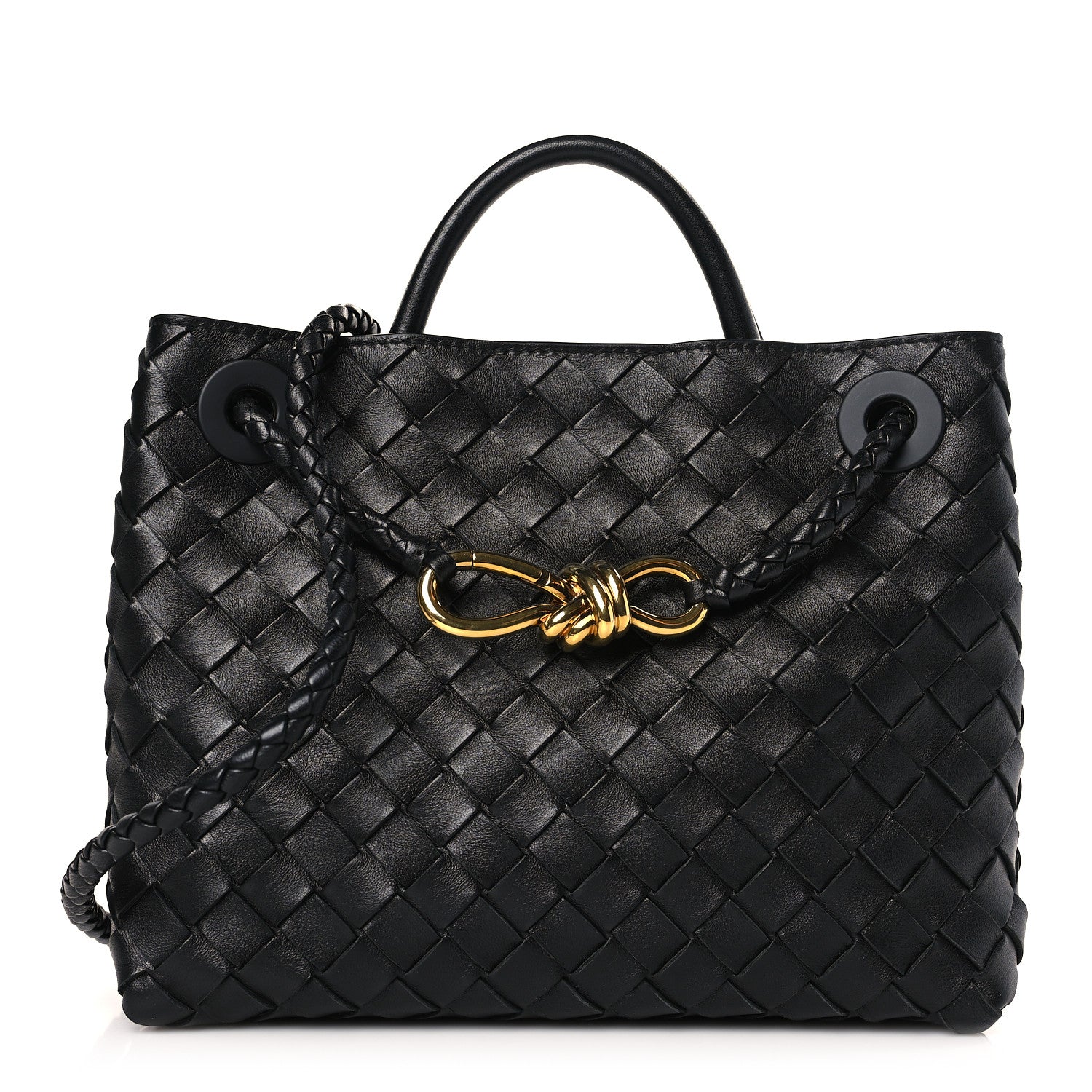 Bottega Veneta Nappa Intrecciato Small Andiamo Shoulder Bag Black 1 of 8