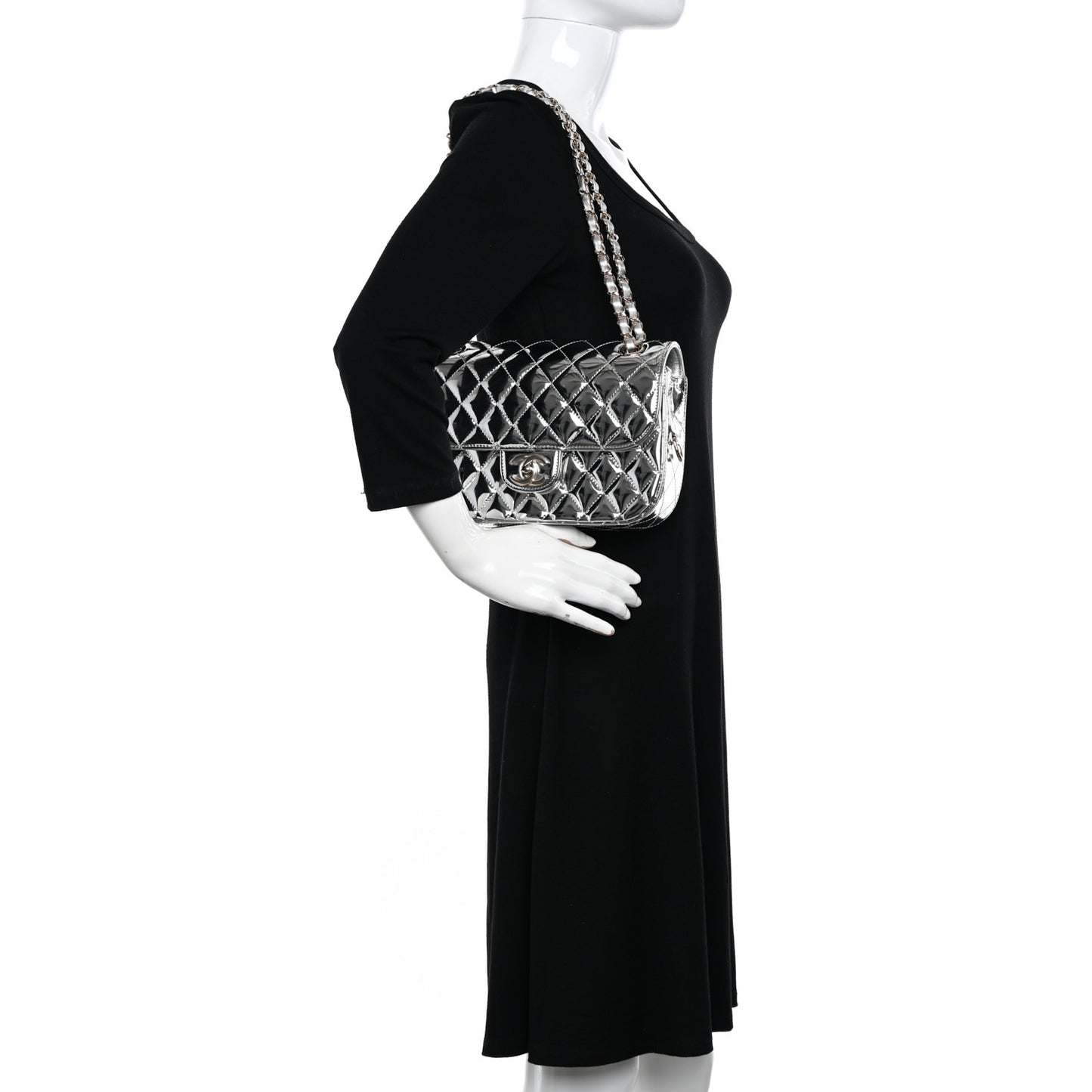 Mirror Calfskin Metallic Calfskin Medium Hollywood Boulevard Flap With Star Coin Purse Silvery