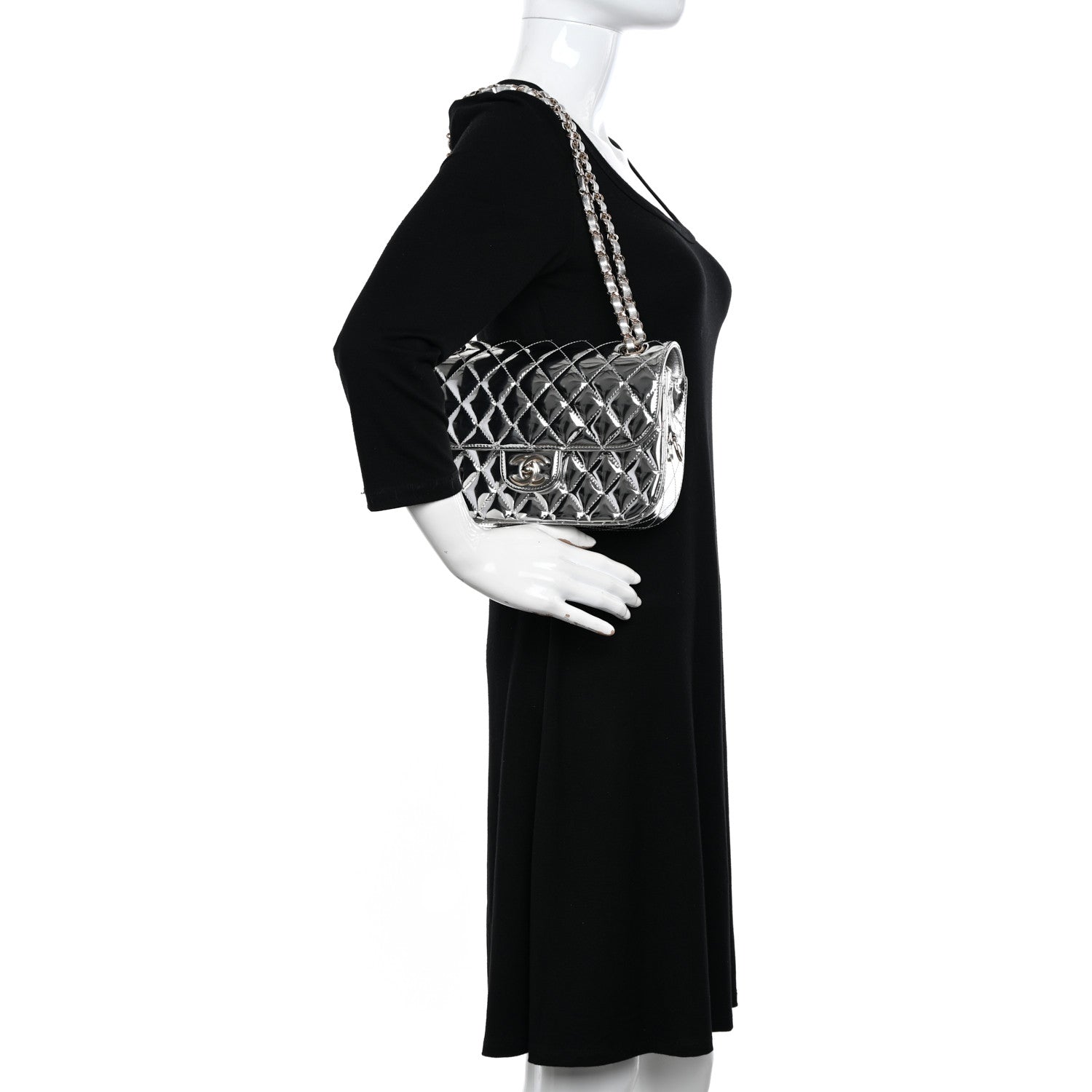 Chanel Mirror Calfskin Metallic Calfskin Medium Hollywood Boulevard Flap With Star Coin Purse Silvery 2 of 10