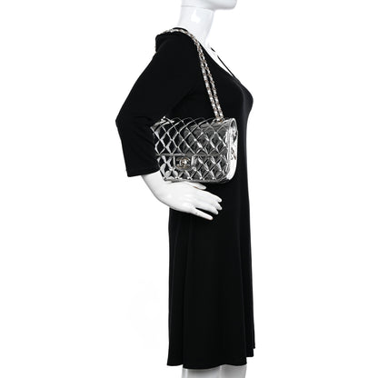 Chanel Mirror Calfskin Metallic Calfskin Medium Hollywood Boulevard Flap With Star Coin Purse Silvery 2 of 10