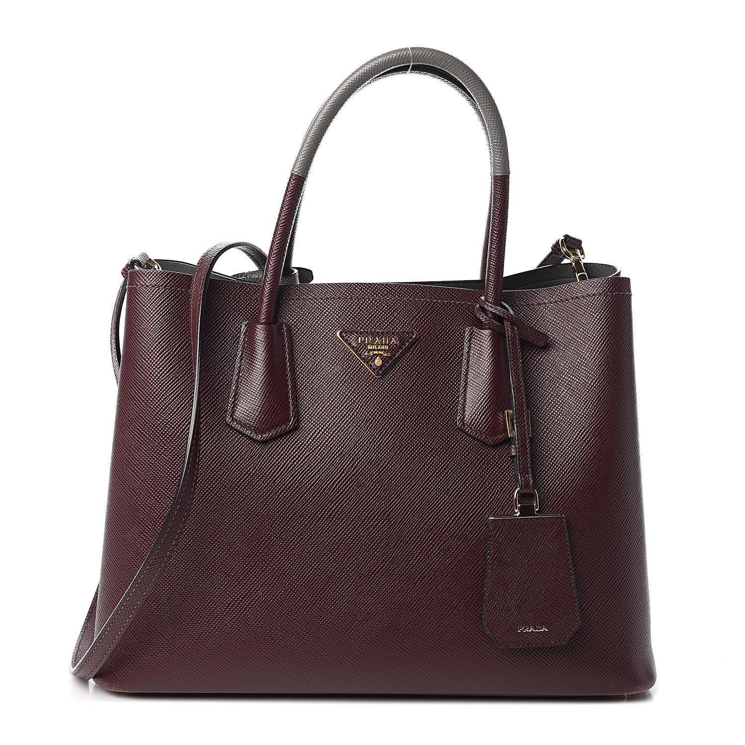 Prada Saffiano Cuir Medium Double Bag Granato Marmo 1 of 12