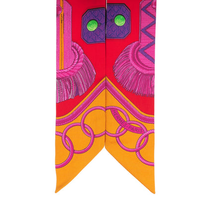 Hermes Silk Epaulettes Twilly Rouge Ocre Fuchsia 6 of 6
