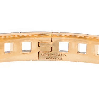 Tiffany 18K Rose Gold Narrow T True Hinged Bangle Bracelet 3 of 4