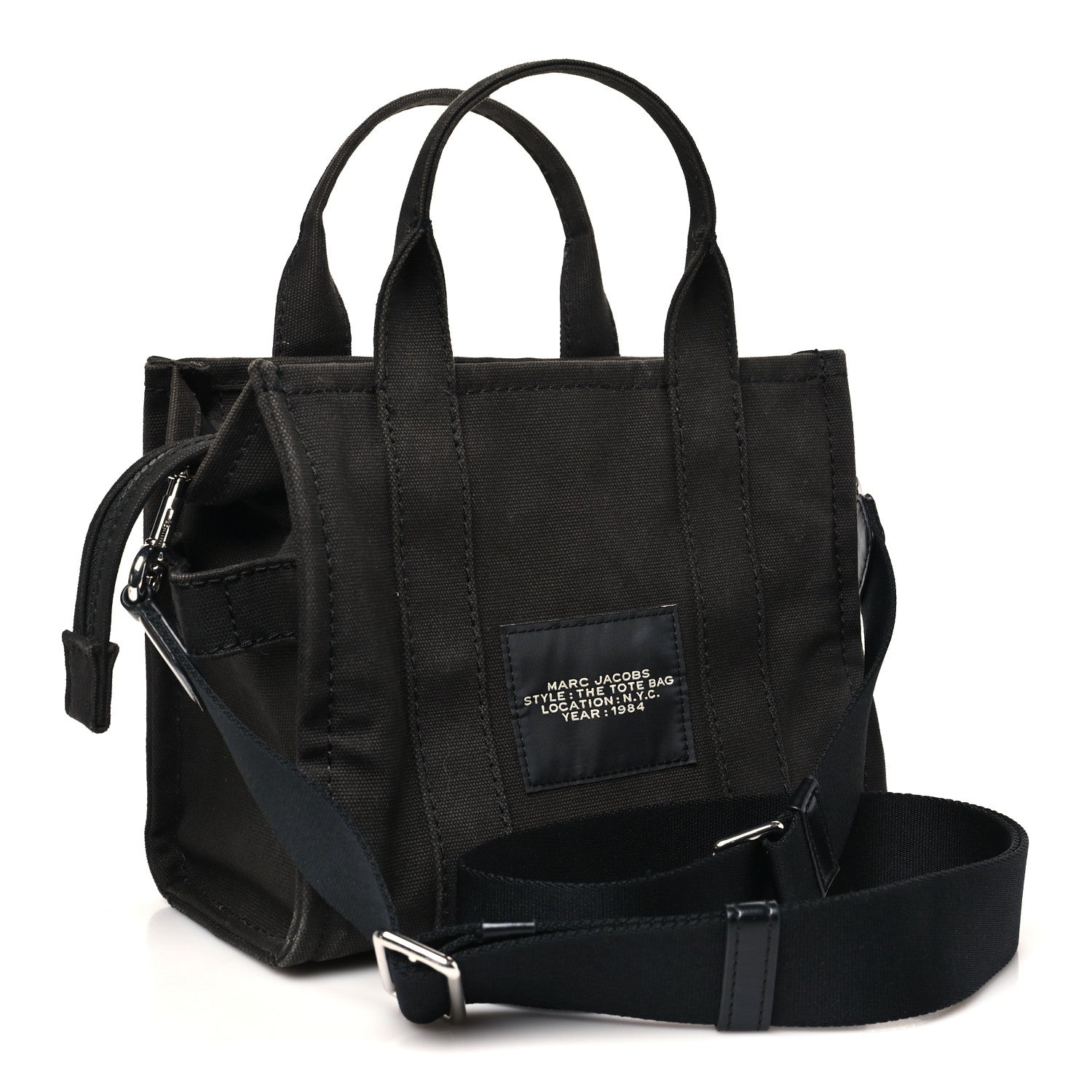 Marc Jacobs Cotton Canvas Small The Traveler Tote Bag Black 3 of 10