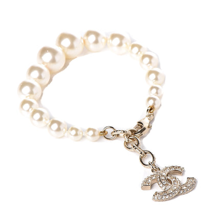 Chanel Pearl Crystal CC Bracelet Gold 1 of 4