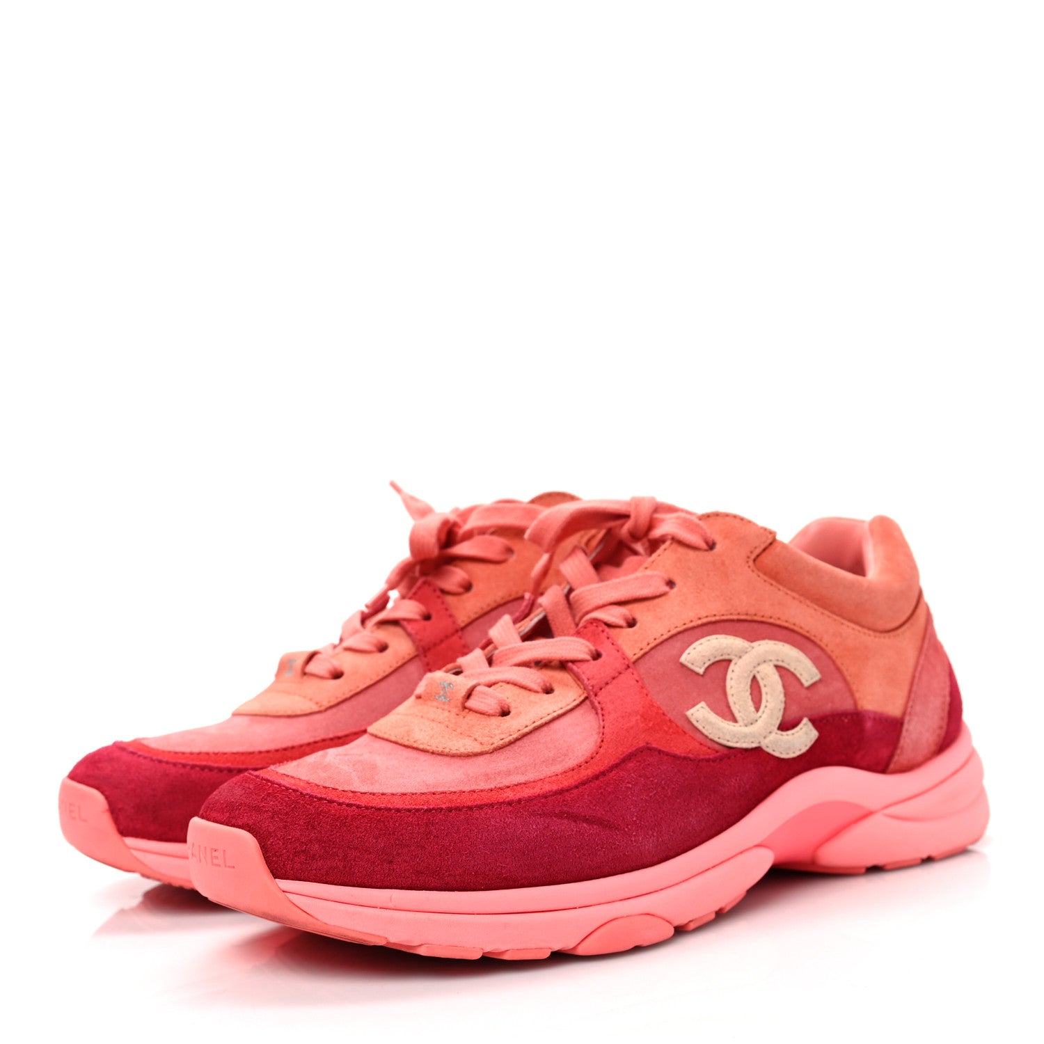 Chanel Kid Suede Calfskin Mens Sneakers 42 Coral 3 of 8