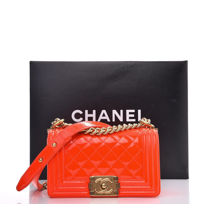 Chanel Patent Calfskin Quilted Small Boy Flap Orange 13 of 13