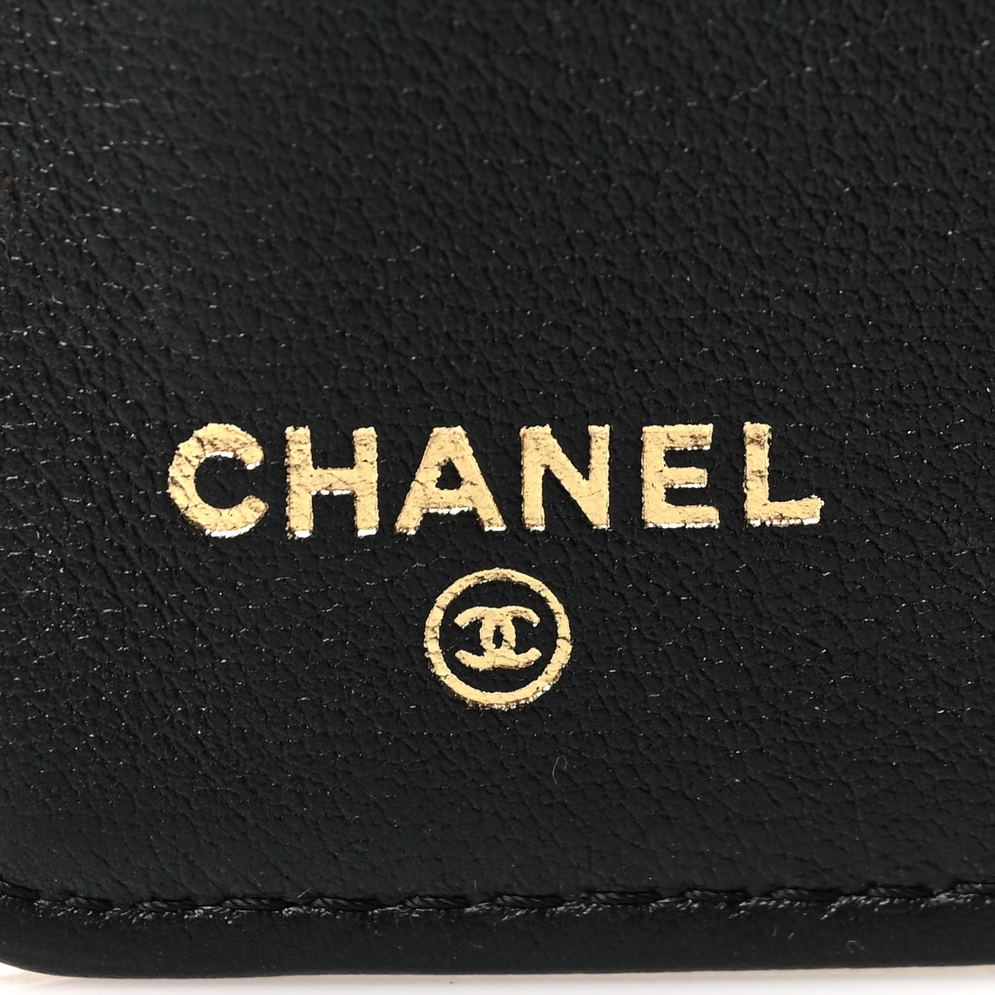 Metallic Goatskin Calfskin Boy Yen Wallet Gold Black