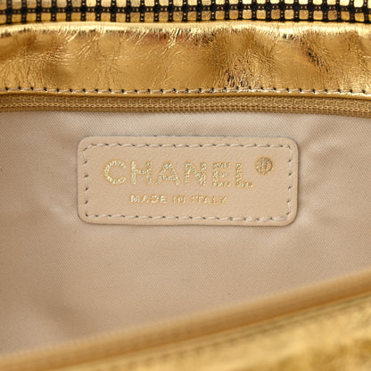 Chanel Metallic Lambskin Perforated CC Clutch Gold 6 of 10
