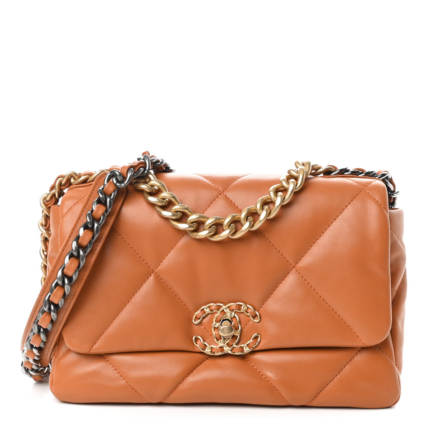 Chanel Lambskin Quilted Medium Chanel 19 Flap Light Brown 1 of 11