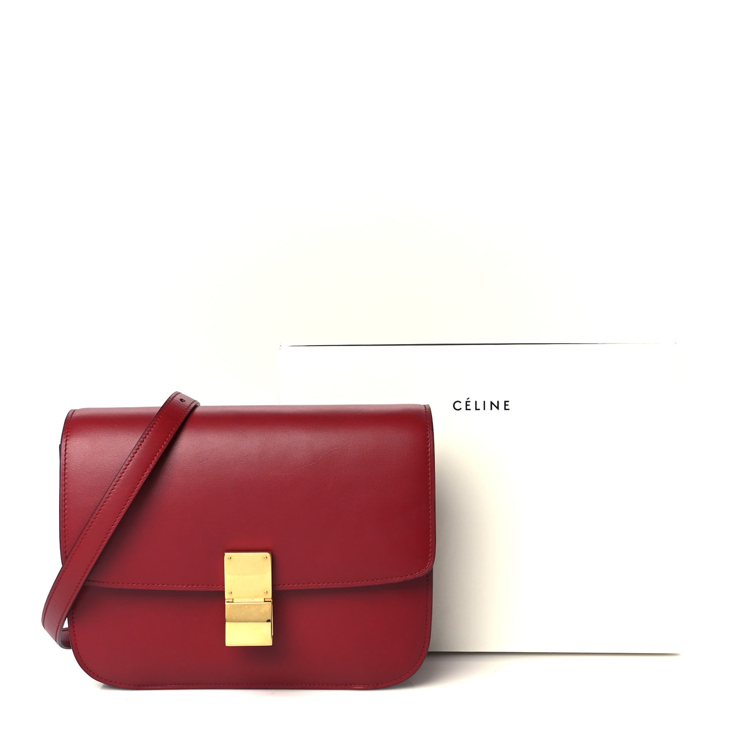 Box Calfskin Medium Classic Box Flap Bag Red
