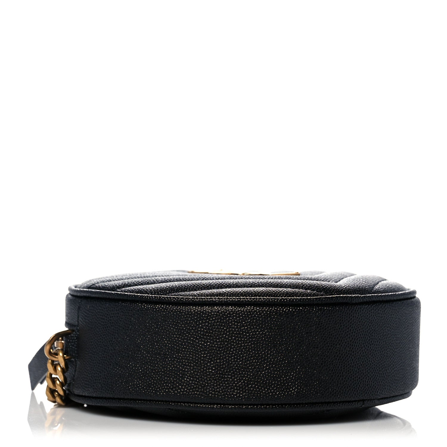 Saint Laurent Grain De Poudre Matelasse Chevron Quilted Round Vinyle Camera Bag Black 4 of 10