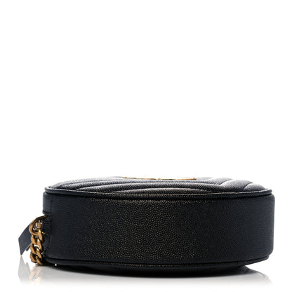 Saint Laurent Grain De Poudre Matelasse Chevron Quilted Round Vinyle Camera Bag Black 4 of 10
